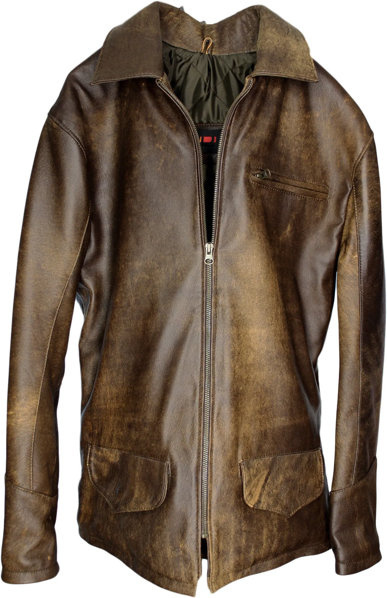 1942 Leather Jacket Full Distressed Brown - Low Hip