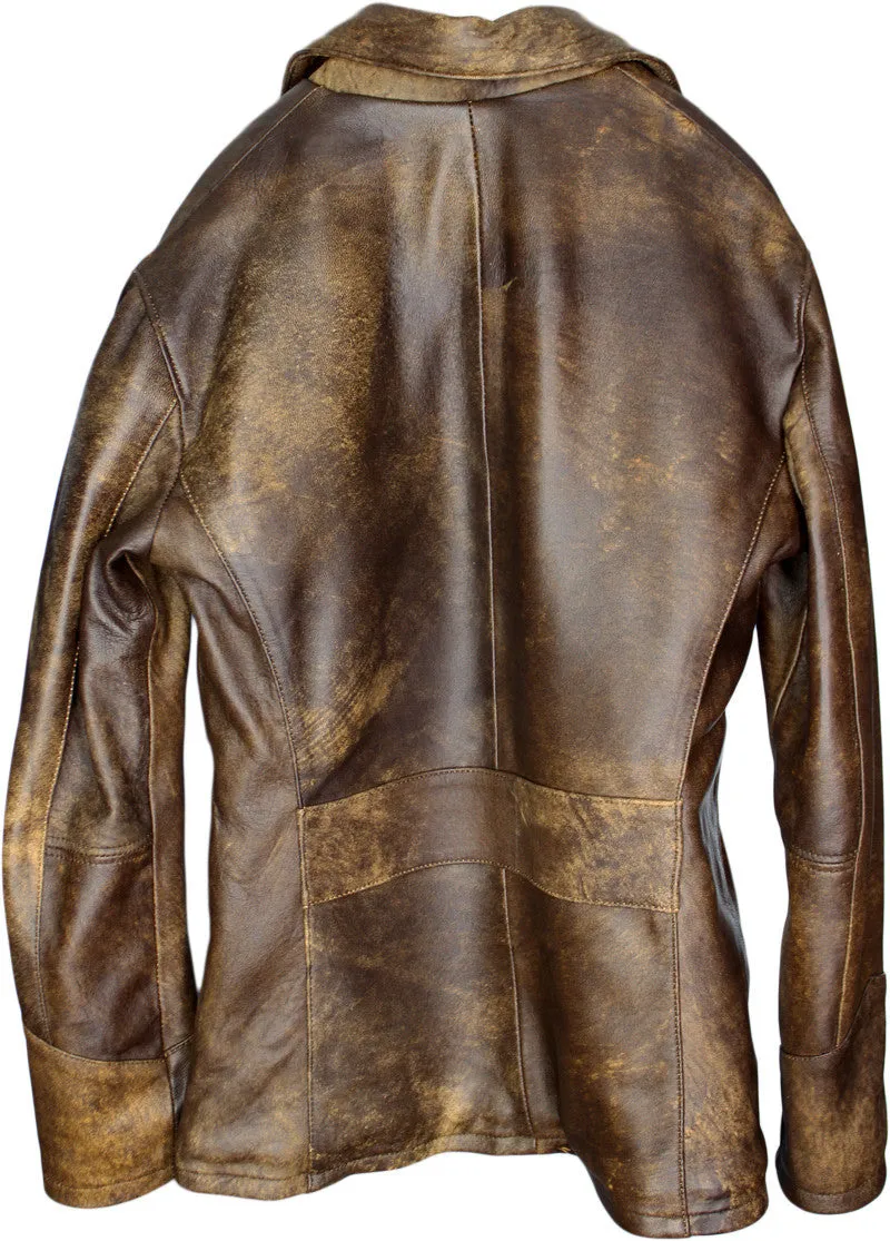 1942 Leather Jacket Full Distressed Brown - Low Hip