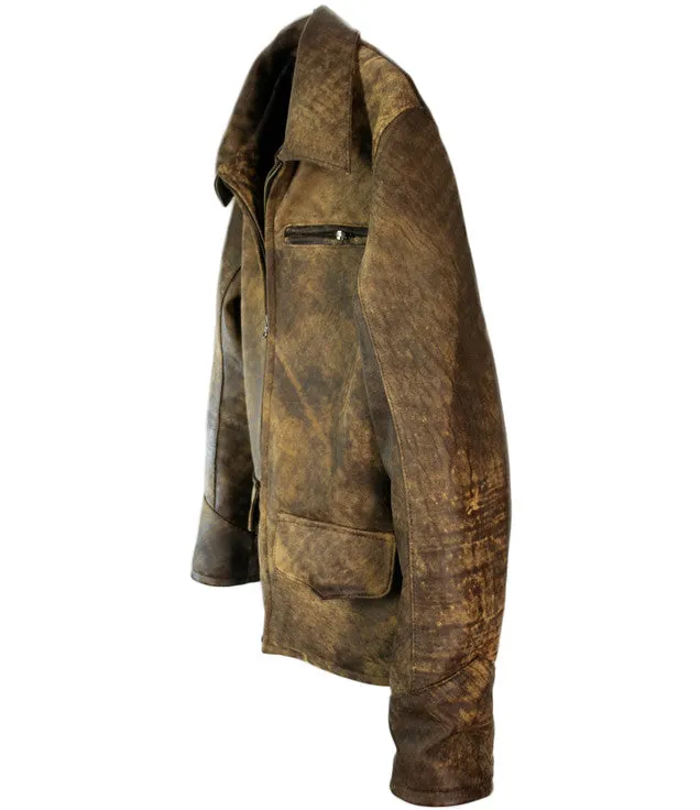 1942 Leather Jacket Full Distressed Brown - Low Hip