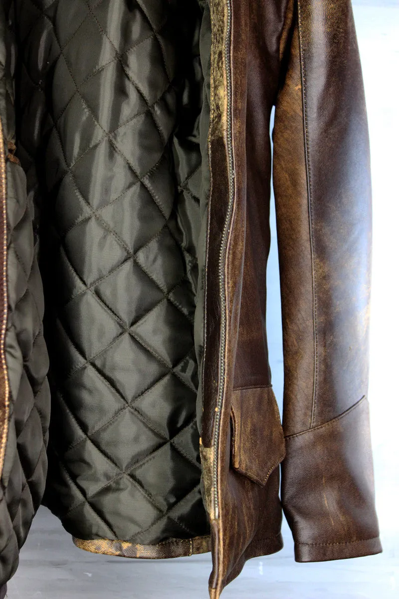1942 Leather Jacket Full Distressed Brown - Low Hip