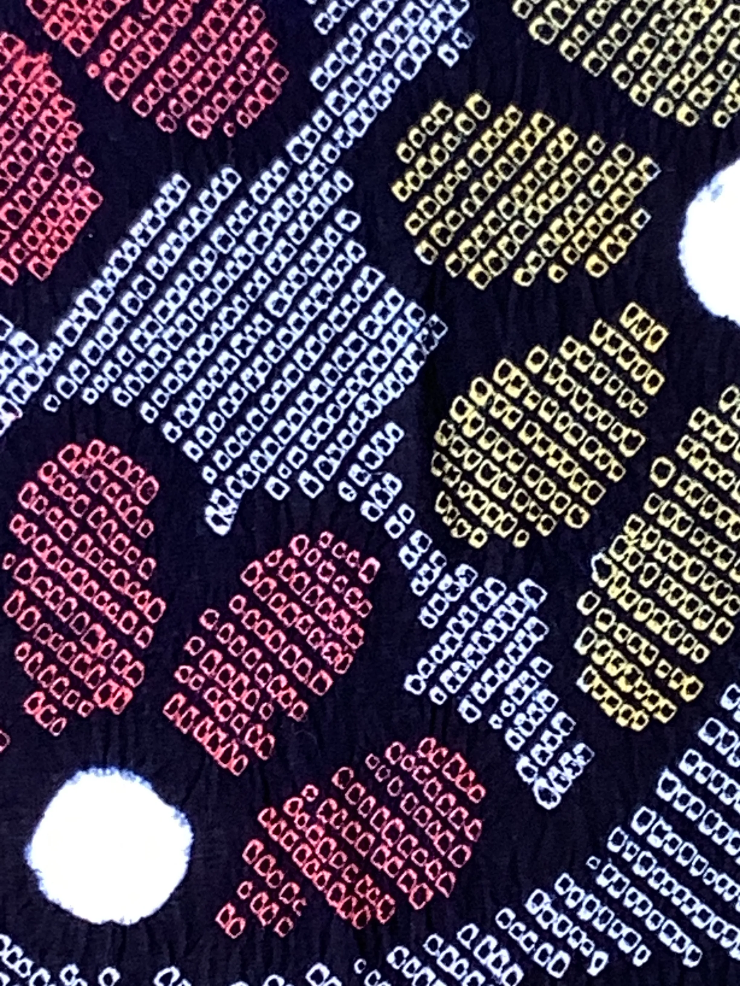7634: 1970s Japanese Cotton Deadstock Mock-Shibori Print 62 in. Piece.