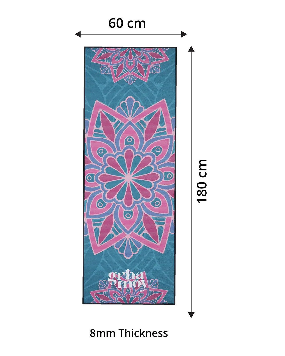 8mm Blue And Pink Mandala Yoga Mat Online | Grhamoy