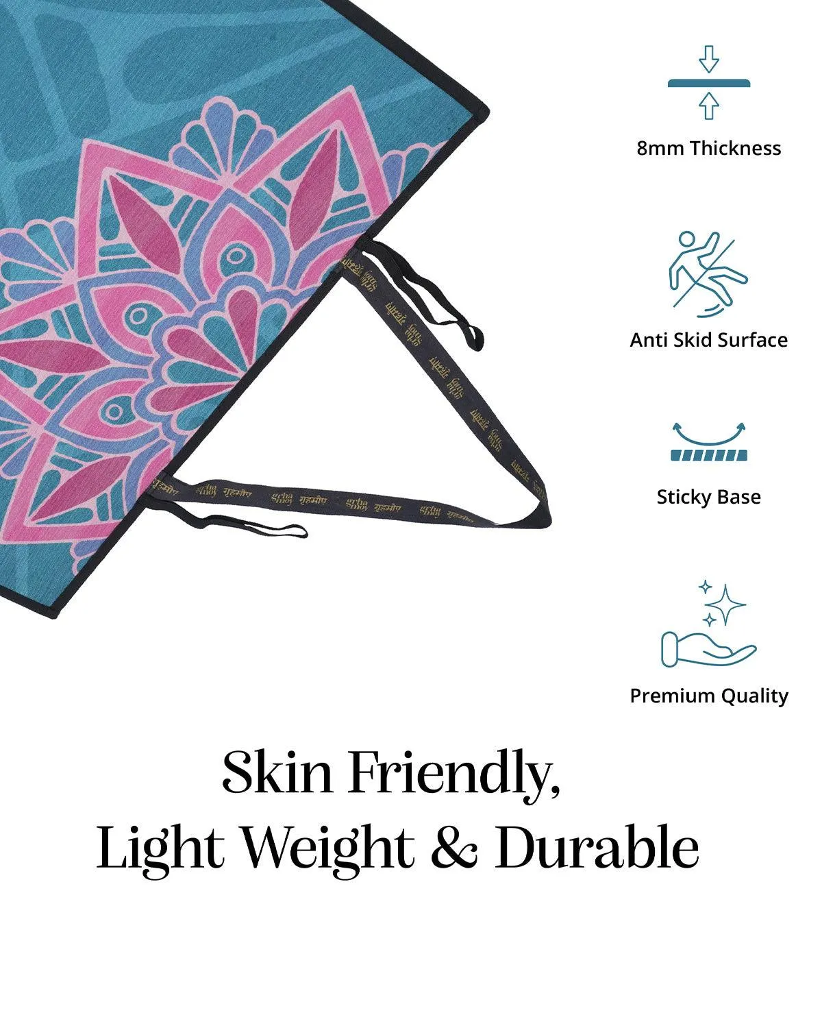 8mm Blue And Pink Mandala Yoga Mat Online | Grhamoy