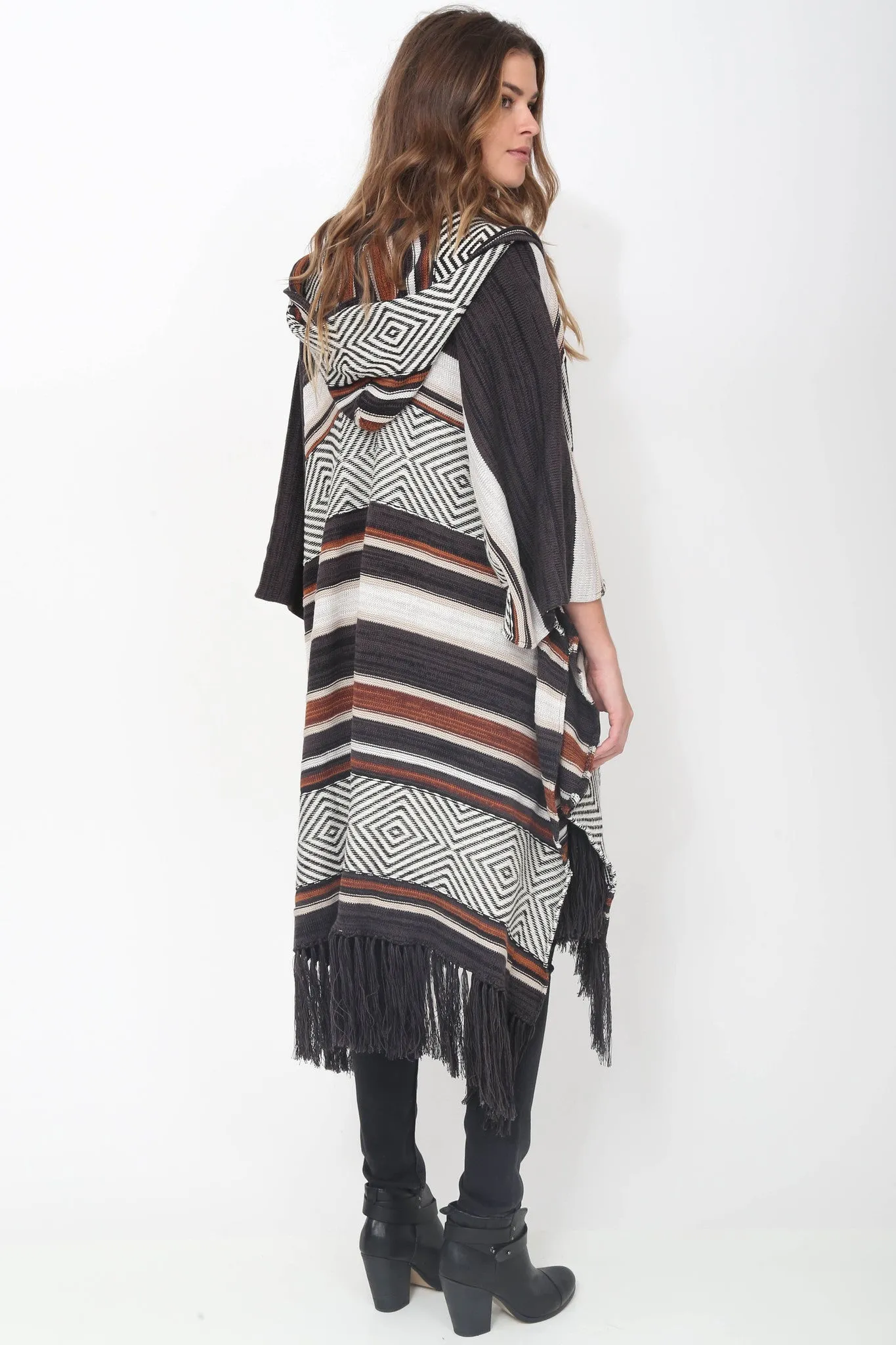 Alexis Hooded Kimono in Apache Leather