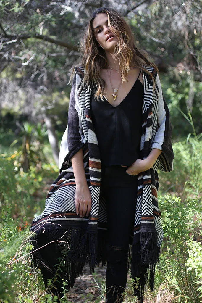 Alexis Hooded Kimono in Apache Leather