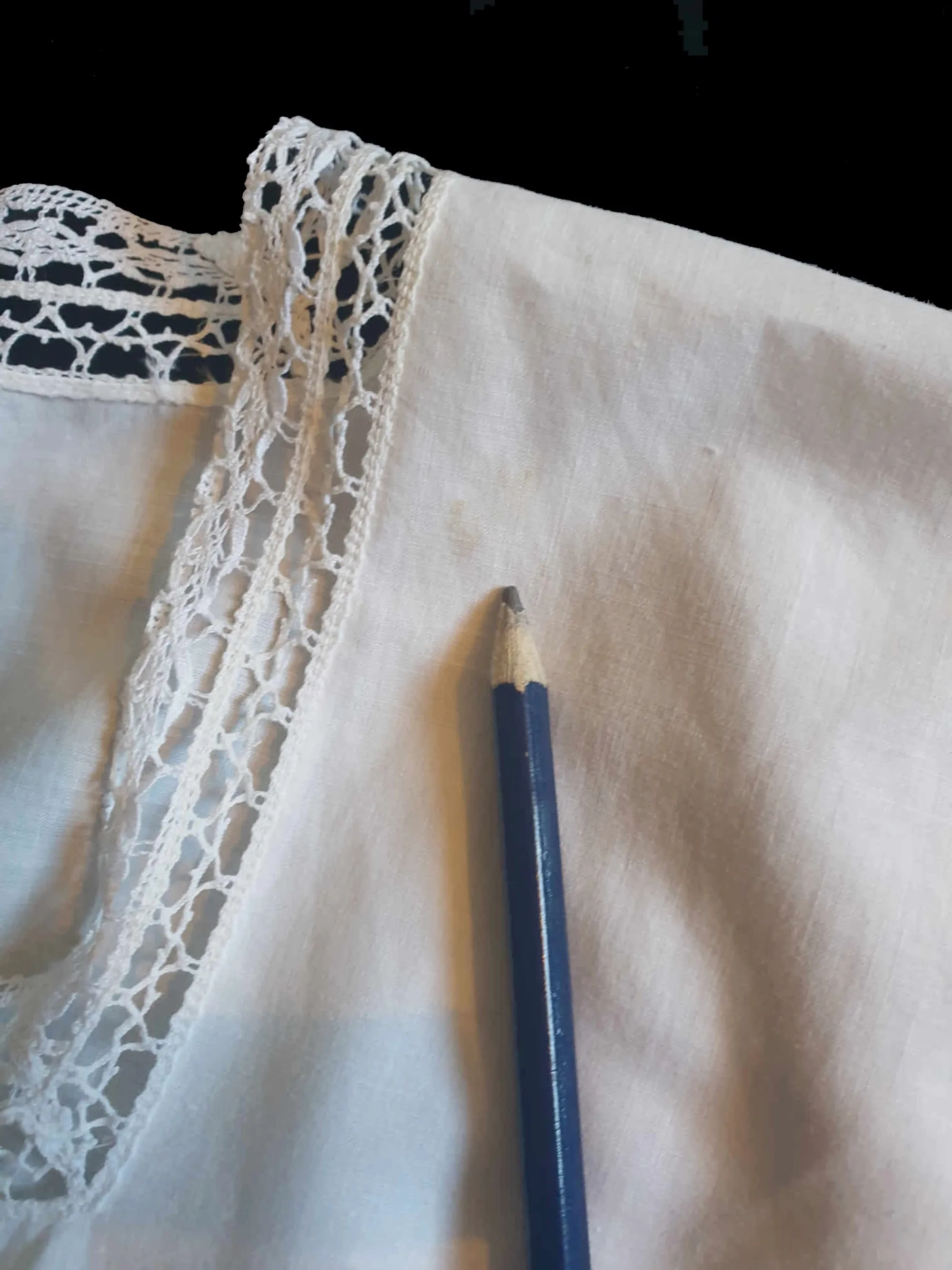 Antique Loose-fitting White Cotton Dress - M