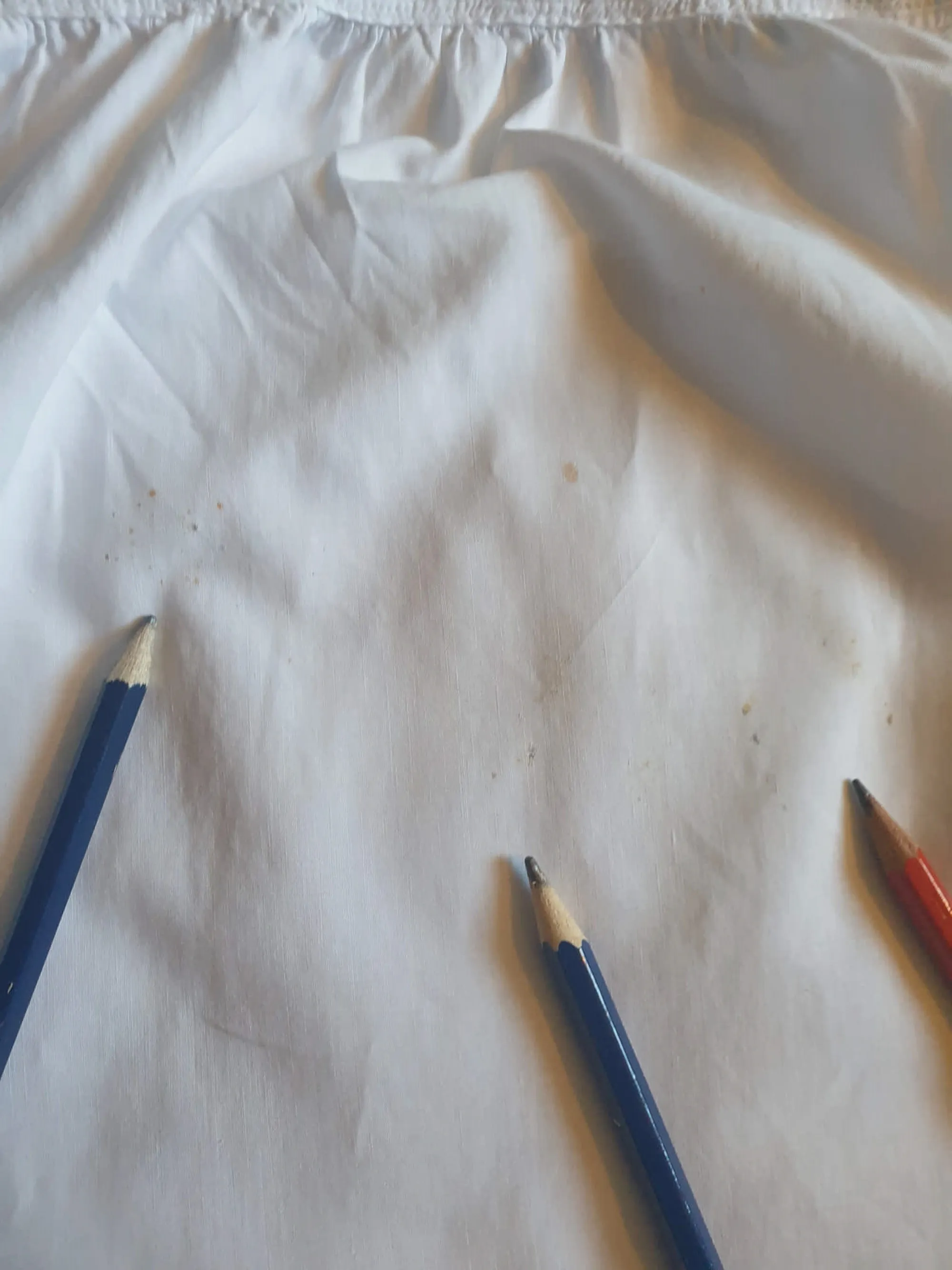 Antique Loose-fitting White Cotton Dress - M