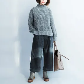 autumn dark blue casual corduroy pants vintage harem pants