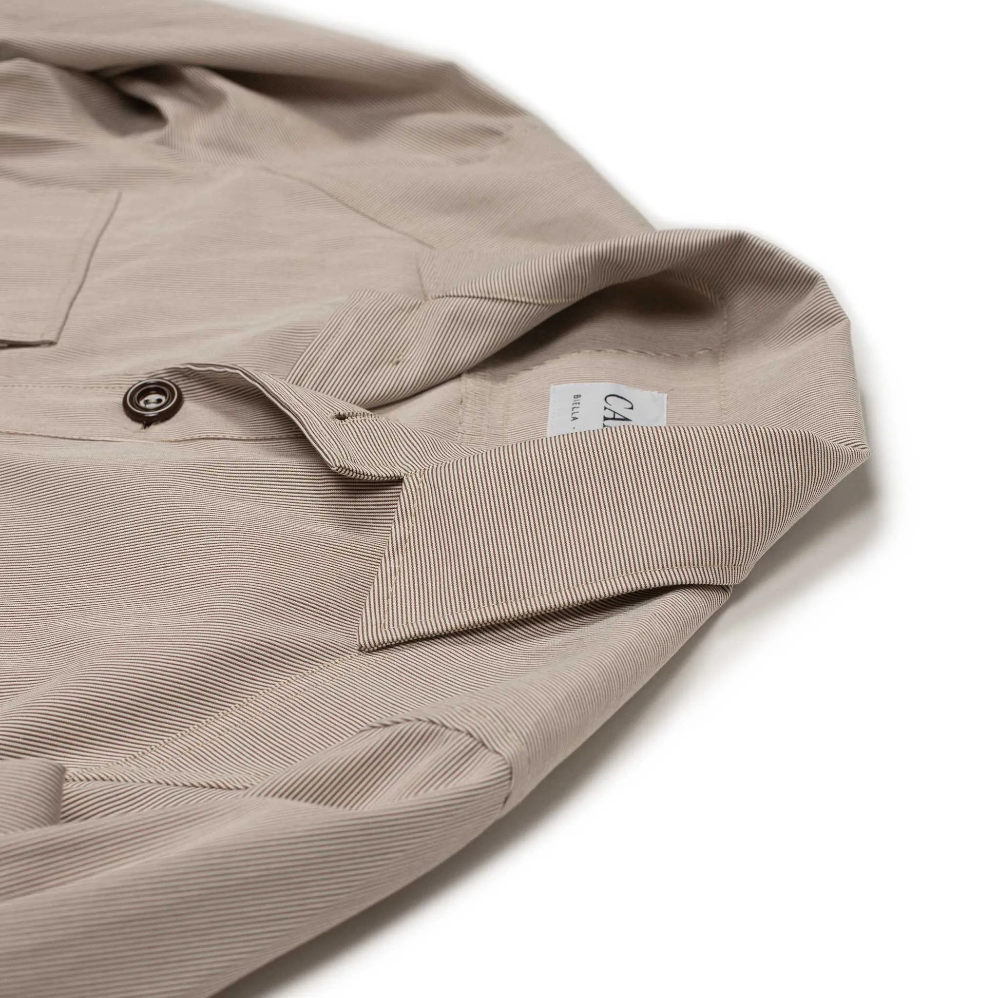 Balio shirt jacket in in beige and brown stripe cotton
