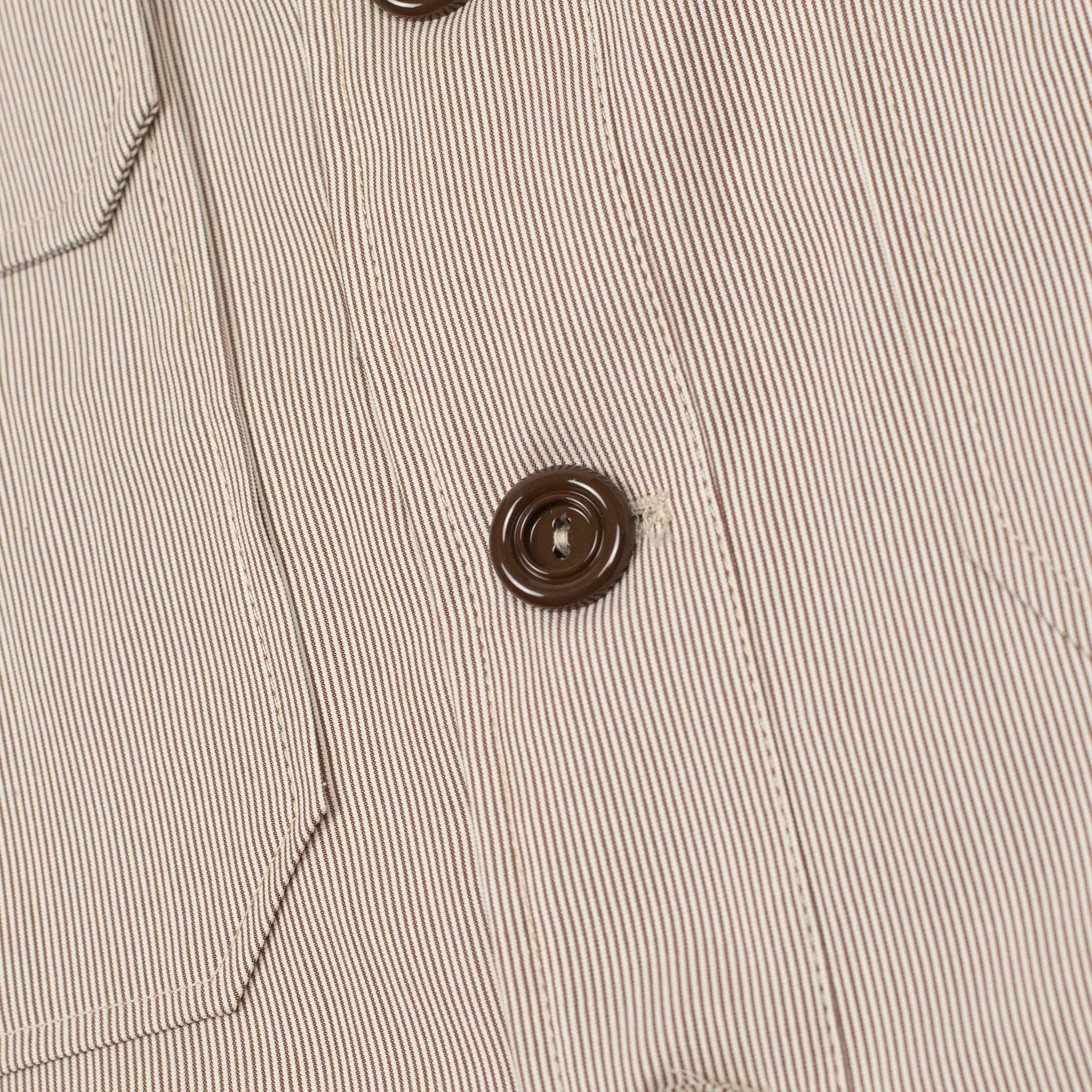 Balio shirt jacket in in beige and brown stripe cotton