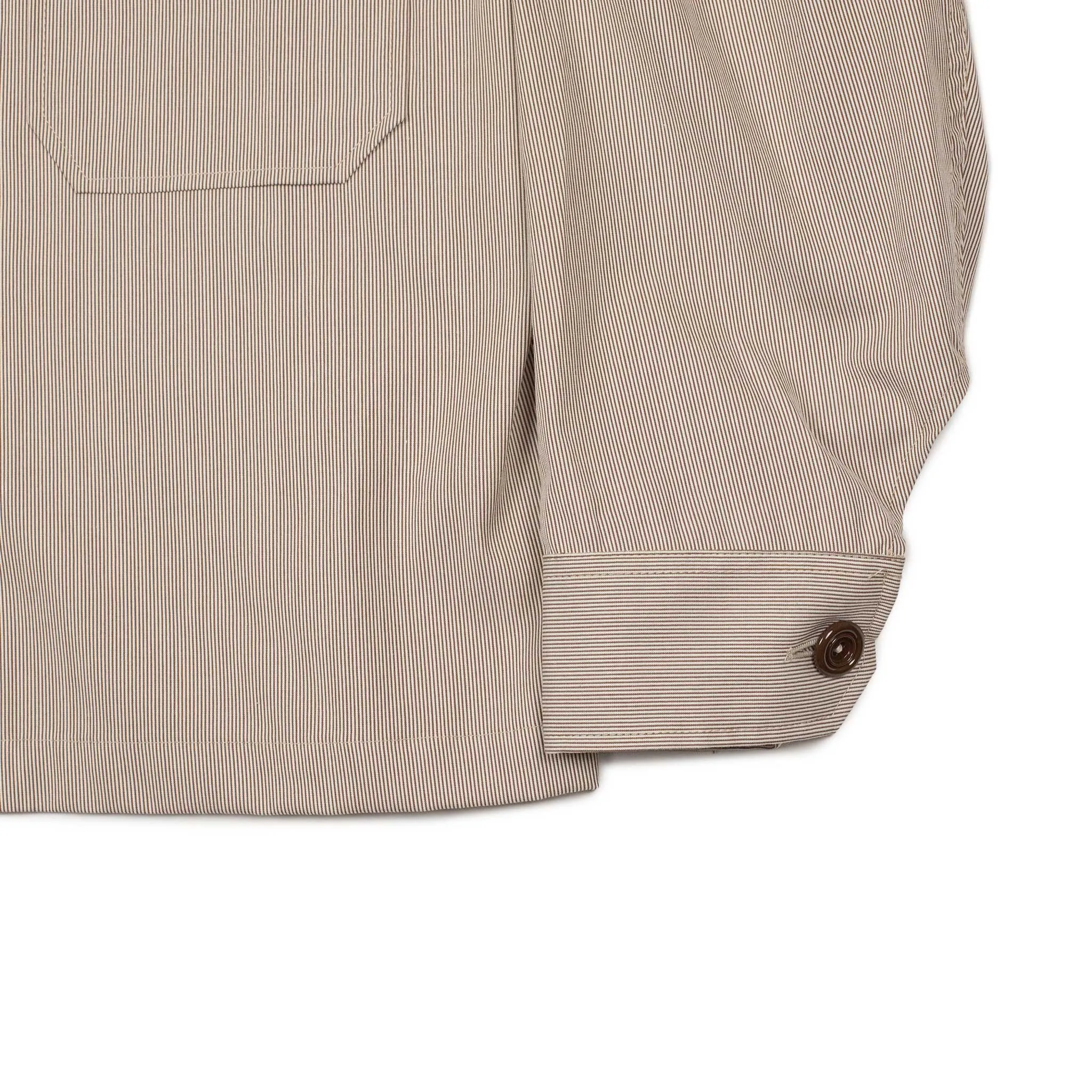 Balio shirt jacket in in beige and brown stripe cotton
