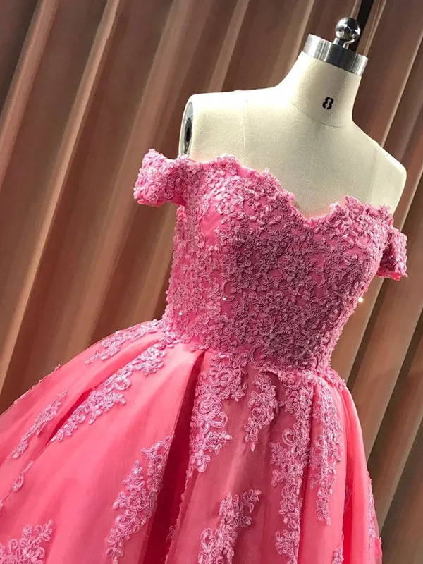 Ball Gown Cap Sleeve Lace Appliques Prom Dress 2022 Ivory Sweetheart Wedding Dress SMT07214