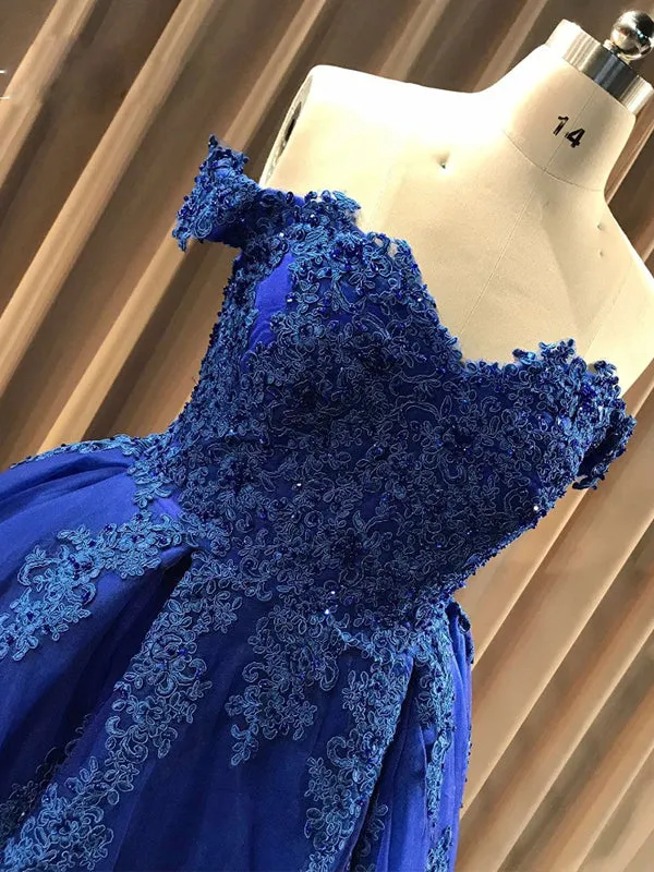 Ball Gown Cap Sleeve Lace Appliques Prom Dress 2022 Ivory Sweetheart Wedding Dress SMT07214