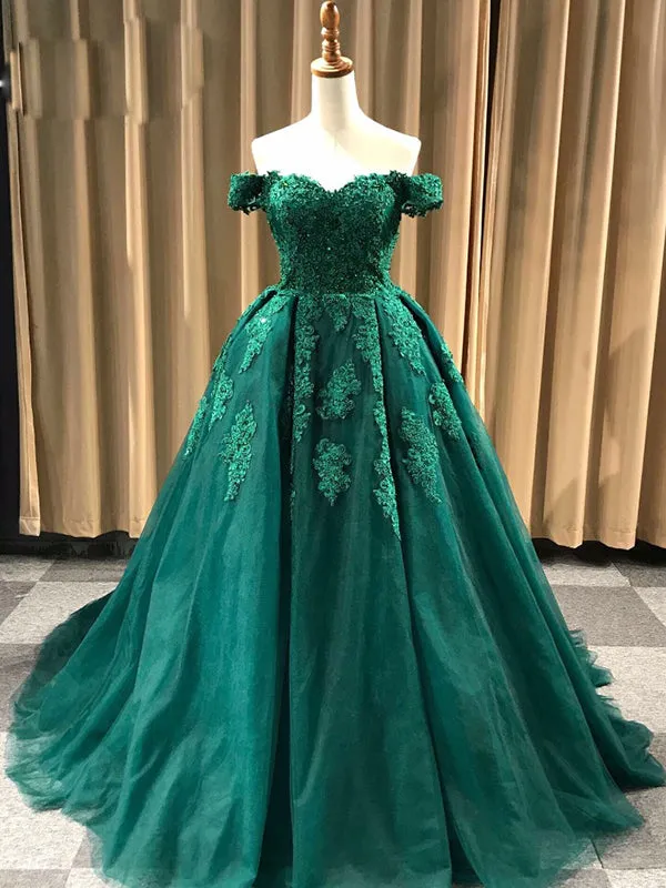 Ball Gown Cap Sleeve Lace Appliques Prom Dress 2022 Ivory Sweetheart Wedding Dress SMT07214
