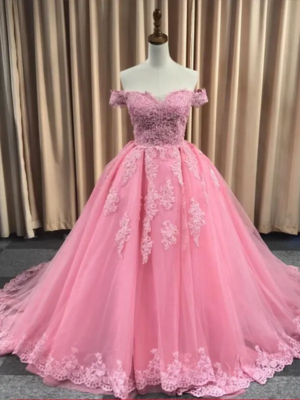 Ball Gown Cap Sleeve Lace Appliques Prom Dress 2022 Ivory Sweetheart Wedding Dress SMT07214