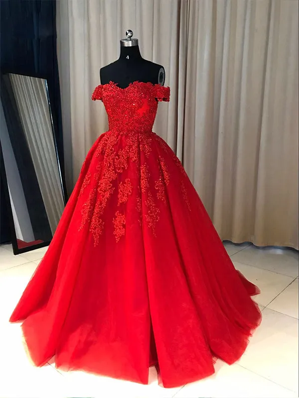 Ball Gown Cap Sleeve Lace Appliques Prom Dress 2022 Ivory Sweetheart Wedding Dress SMT07214