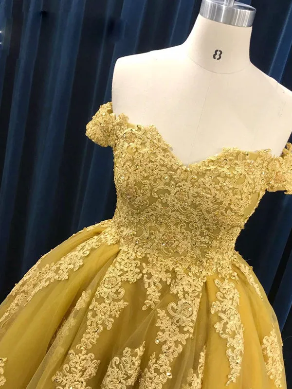 Ball Gown Cap Sleeve Lace Appliques Prom Dress 2022 Ivory Sweetheart Wedding Dress SMT07214
