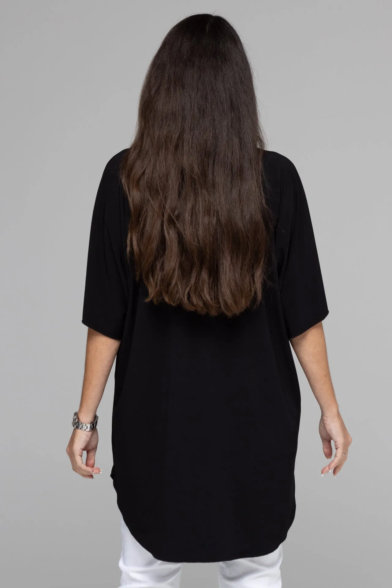Black Jersey Short Sleeve Kimono