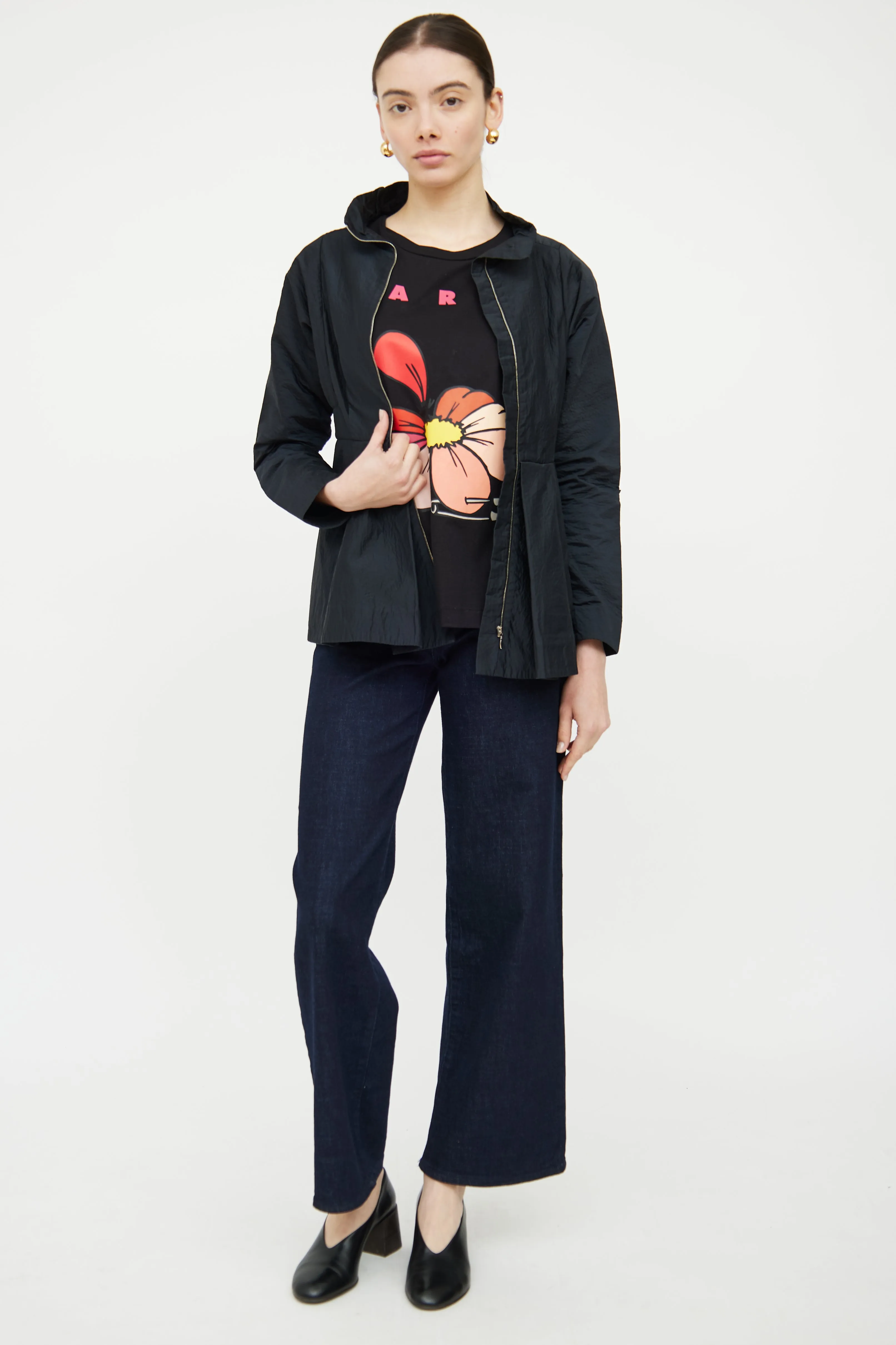 Black Seersucker Pleated Jacket