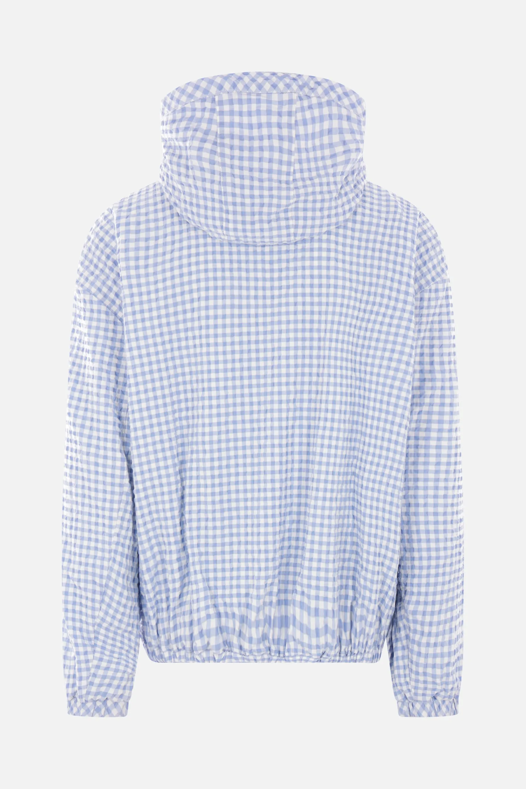 checked seersucker hooded jacket