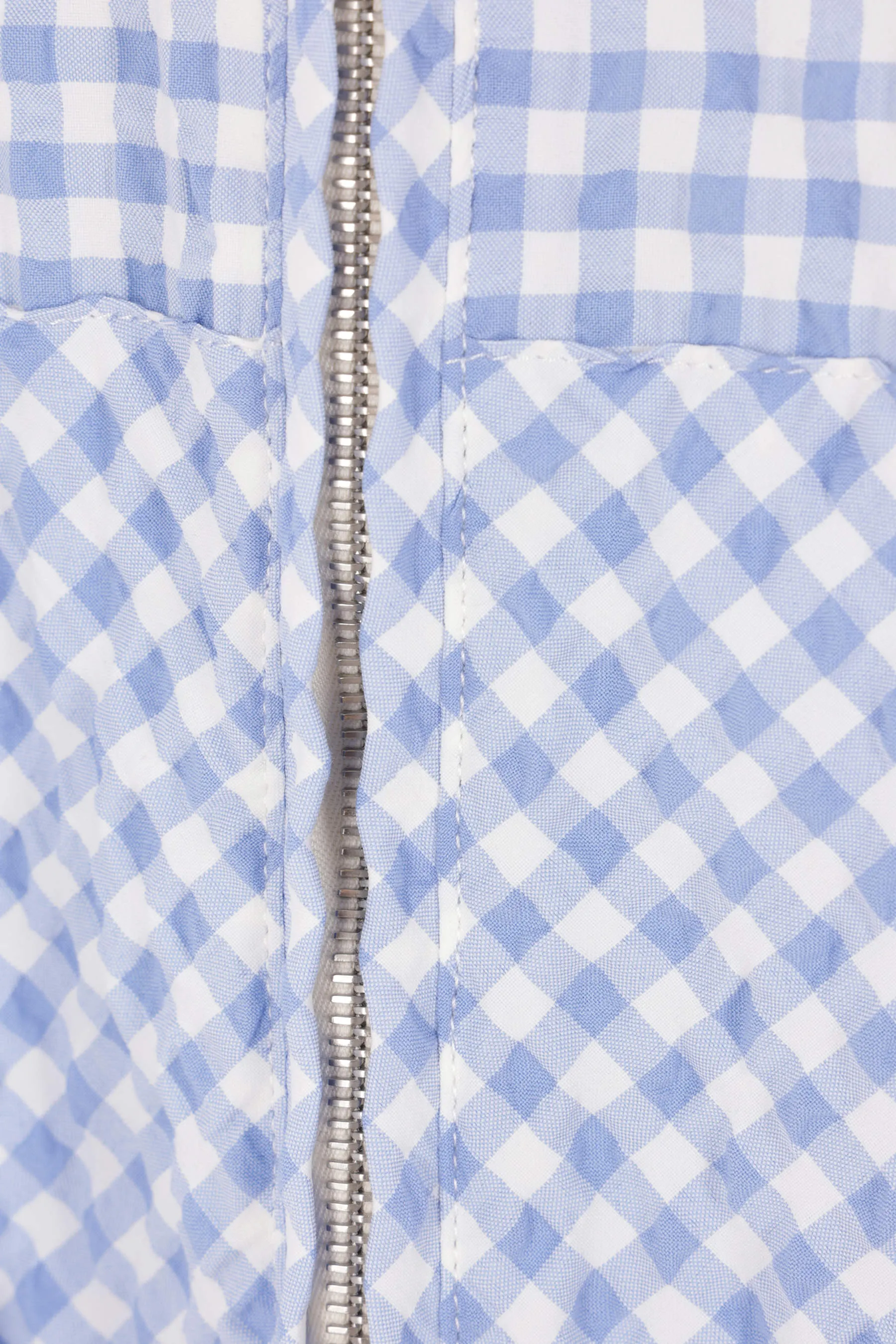 checked seersucker hooded jacket