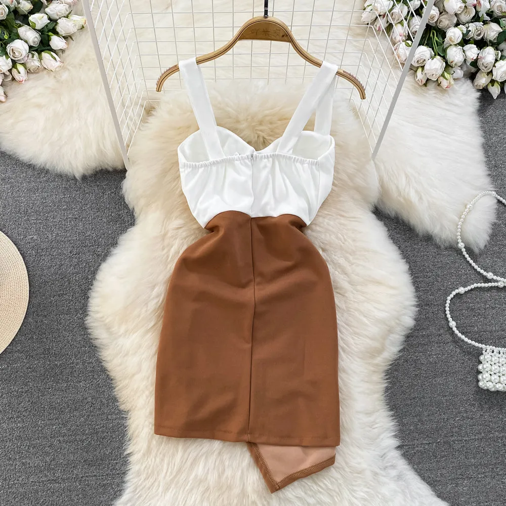 Color Blocking Patchwork Slip Dress