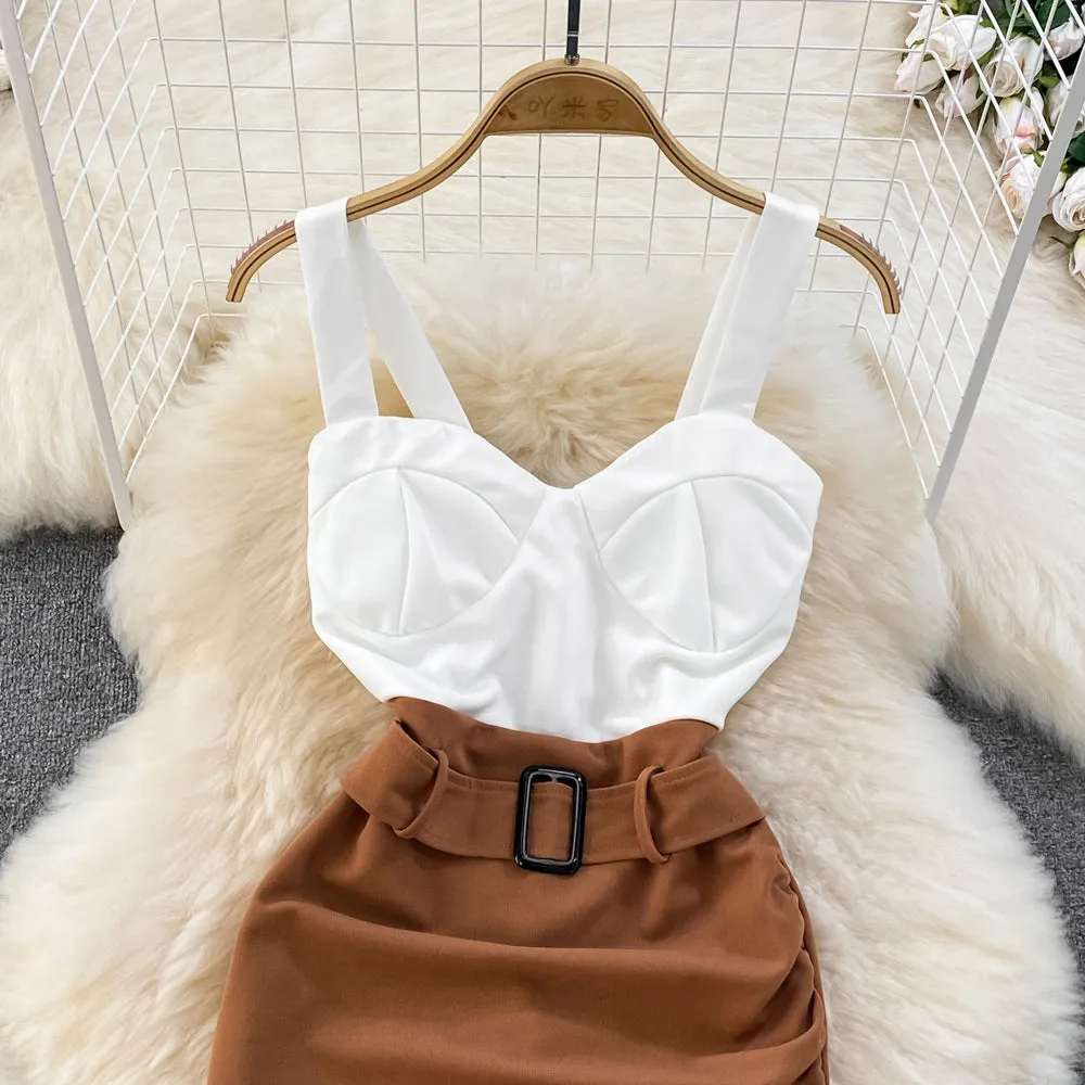 Color Blocking Patchwork Slip Dress