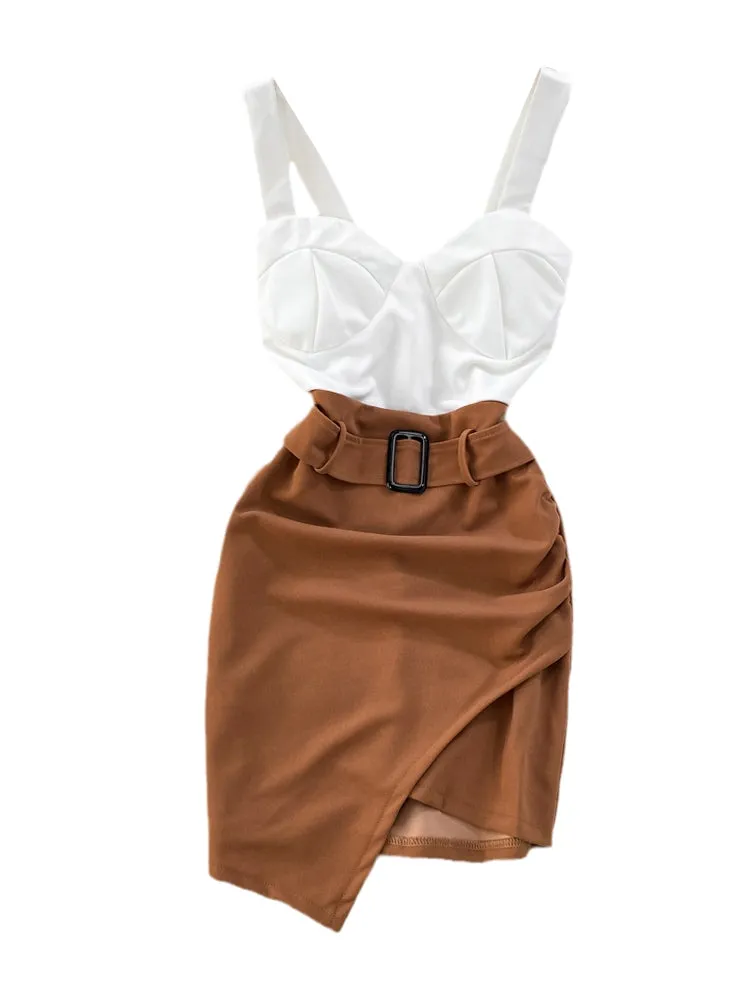 Color Blocking Patchwork Slip Dress