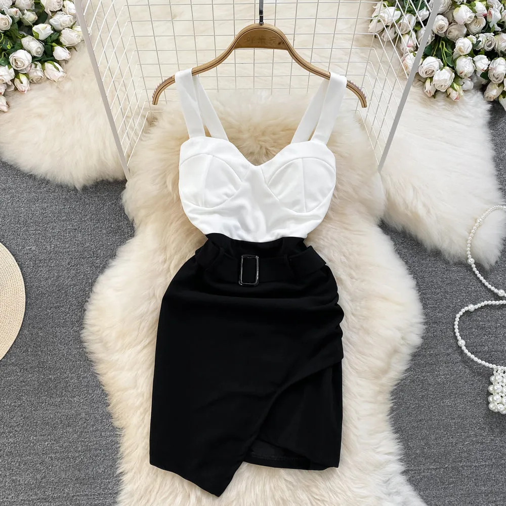 Color Blocking Patchwork Slip Dress