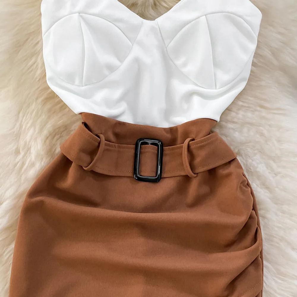 Color Blocking Patchwork Slip Dress