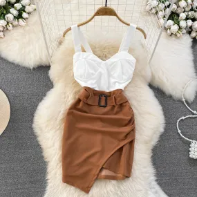 Color Blocking Patchwork Slip Dress