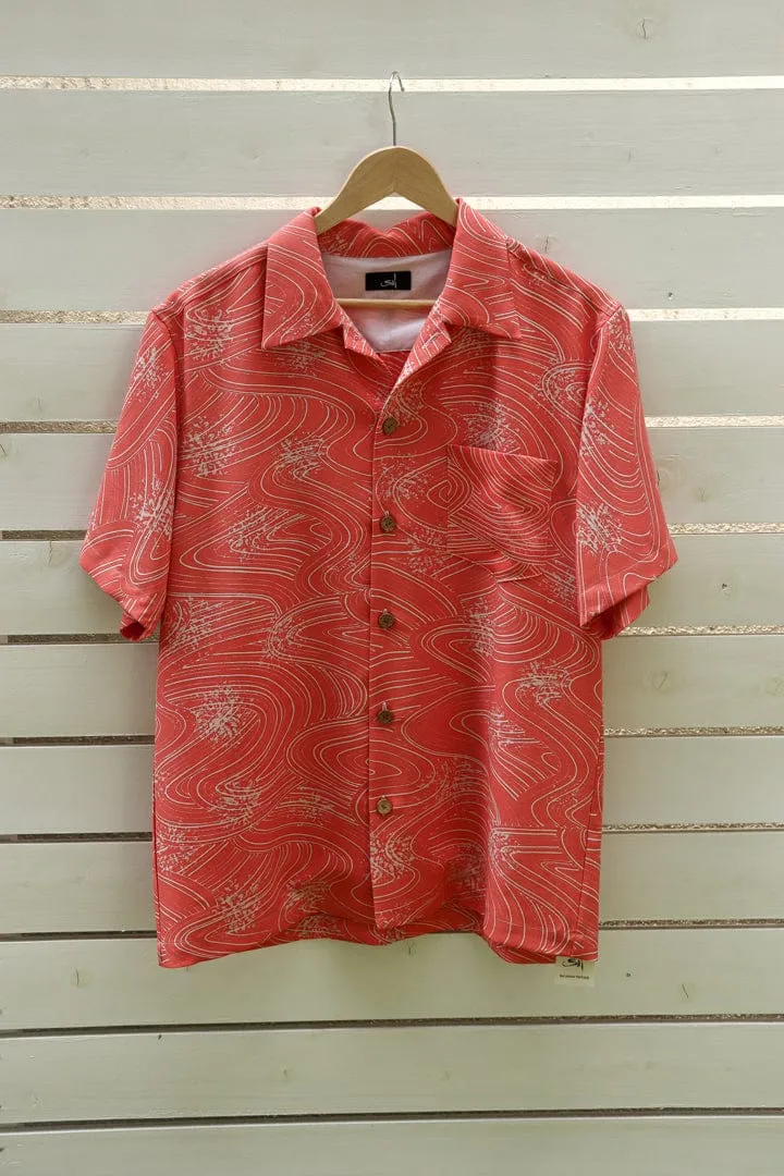 Coral Pink-Kimono Hawaiian Shirt