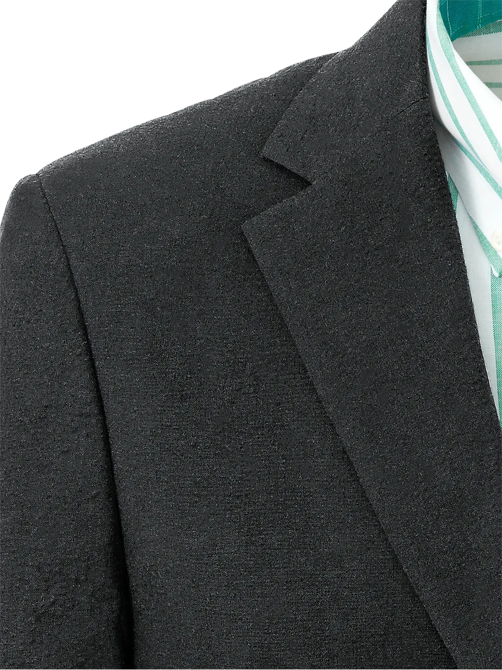Cotton Blend Seersucker Single Breasted Notch Lapel Suit Jacket - Black