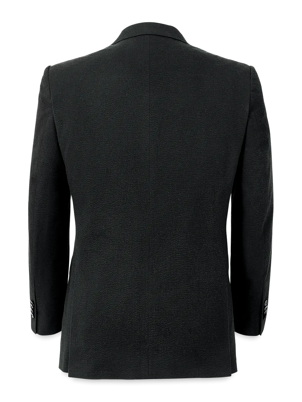 Cotton Blend Seersucker Single Breasted Notch Lapel Suit Jacket - Black