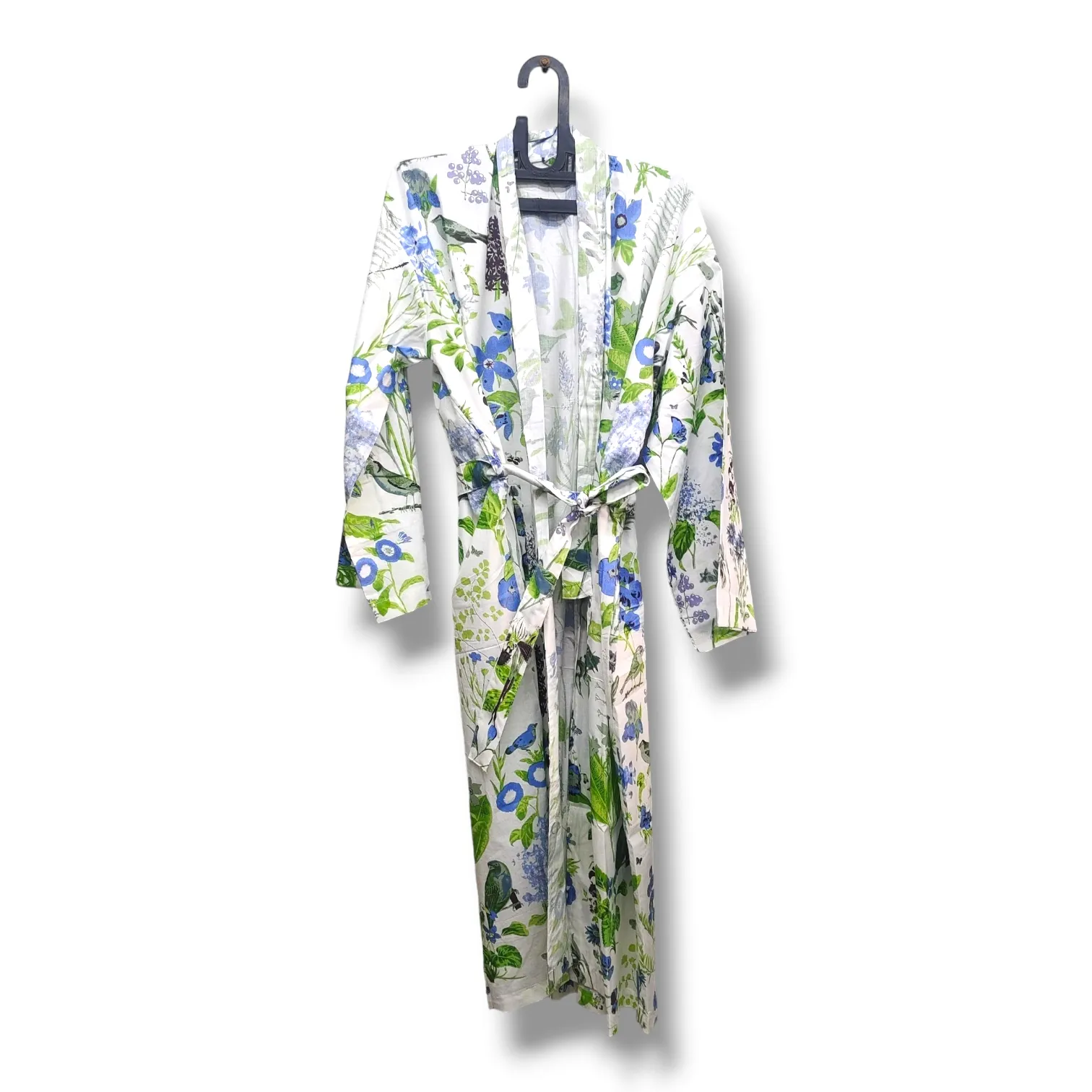 Cotton Hand Printed Kimono Robe Fresh Flowers