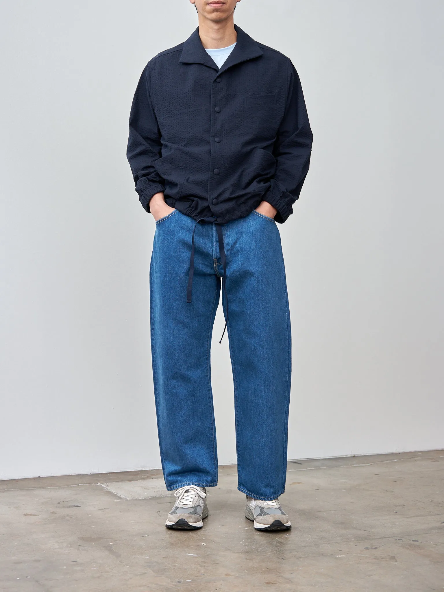 Cotton Seersucker Coach Jacket - Dark Navy