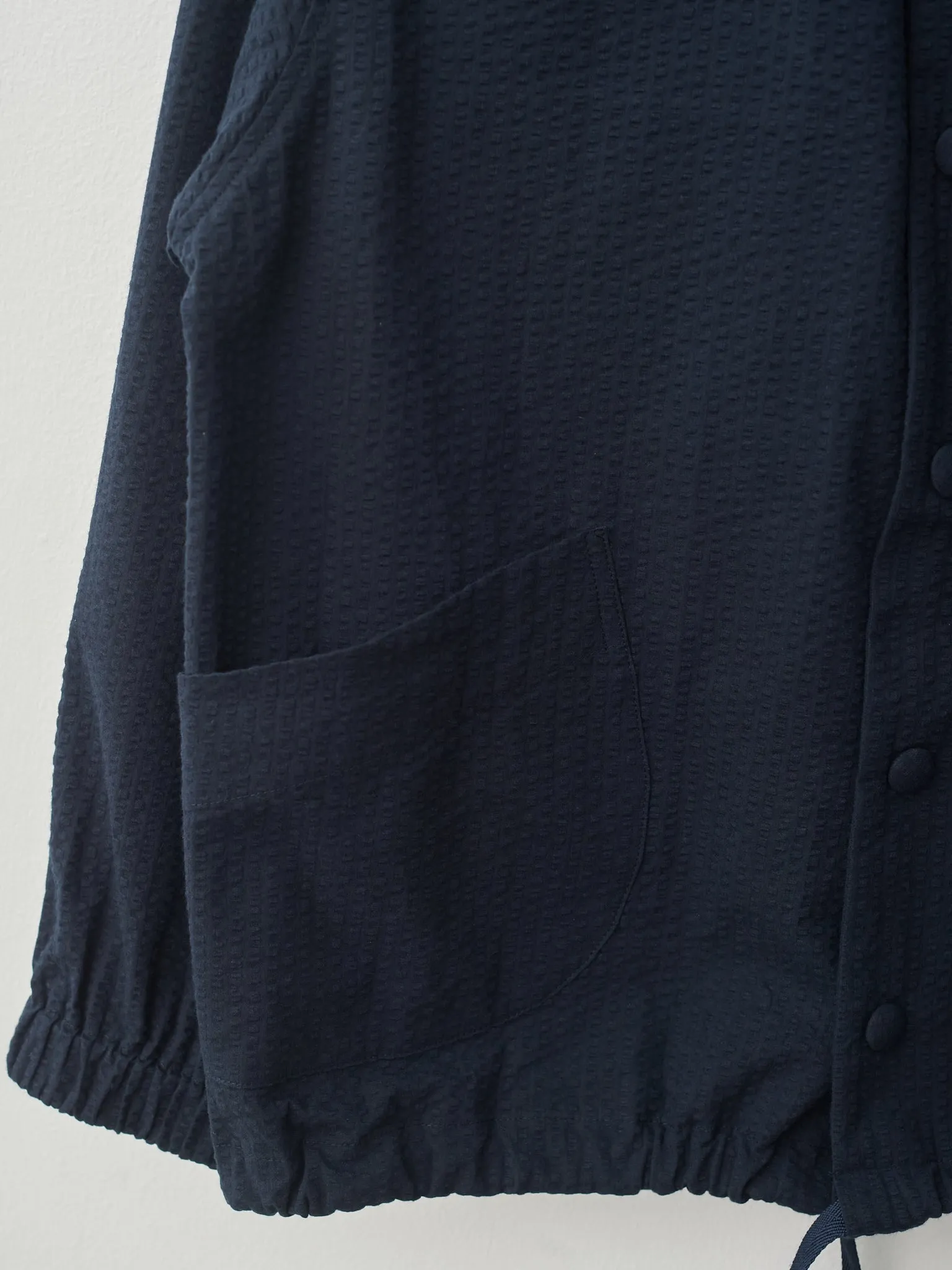 Cotton Seersucker Coach Jacket - Dark Navy