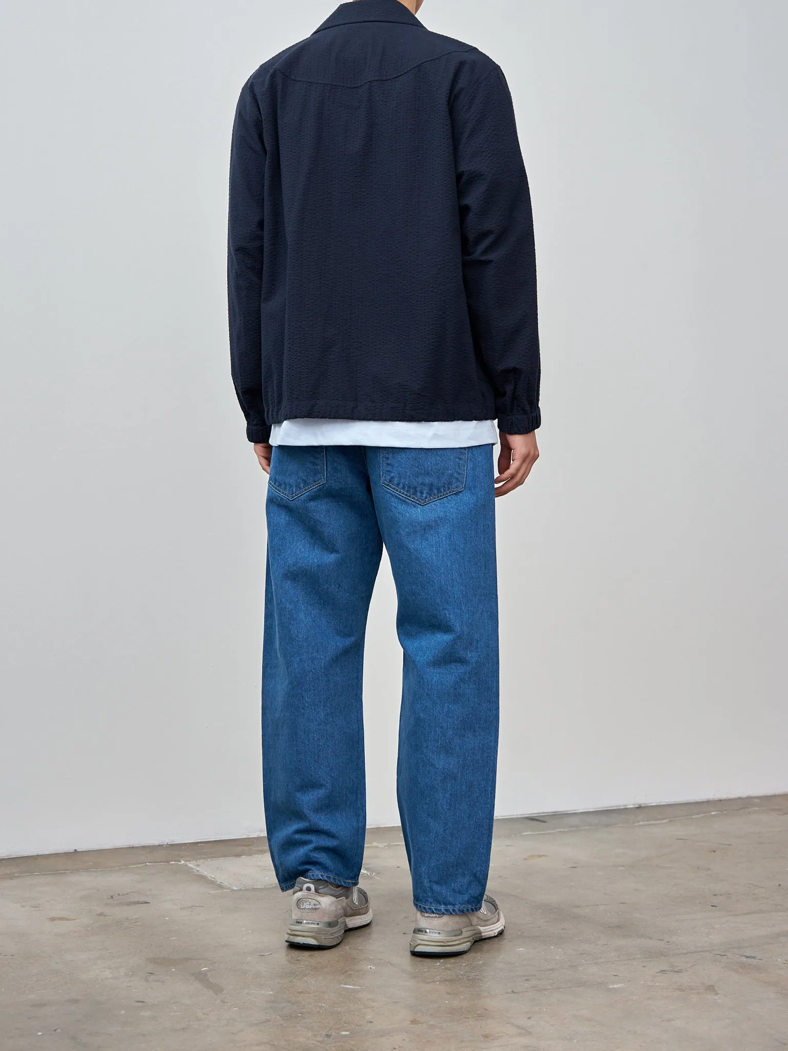 Cotton Seersucker Coach Jacket - Dark Navy