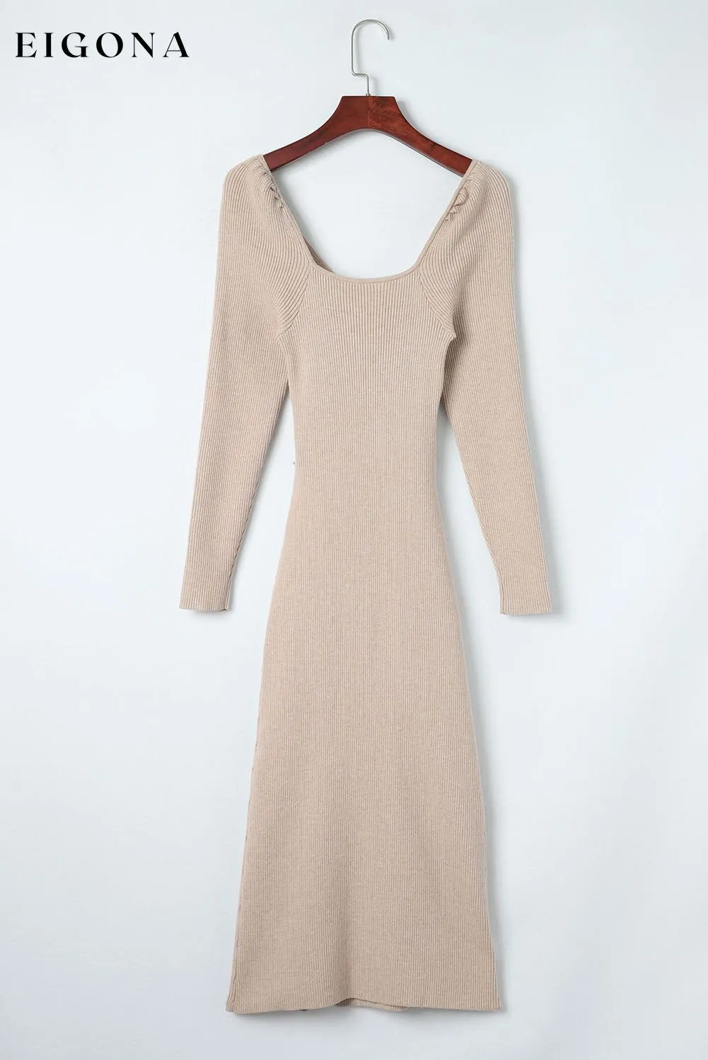 Crisscross Long Sleeve Slit Sweater Dress