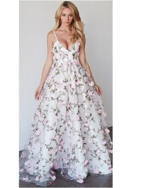 Delicate White Prom Dress with 3D flowers Lace | Sweet 8th Grade Formal Dress