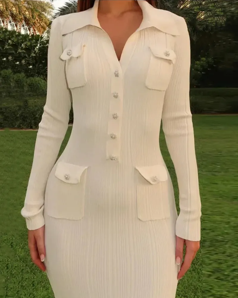 Elegant Knit Long-Sleeved Dress