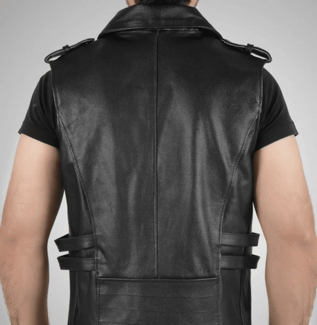 Enigma Brown Leather Vest Men