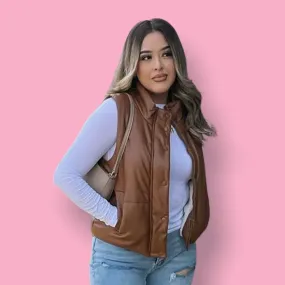 Espresso Zip-Up Puff Vest