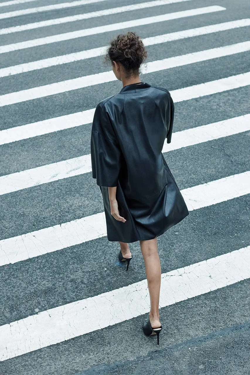 Faux Leather Kimono