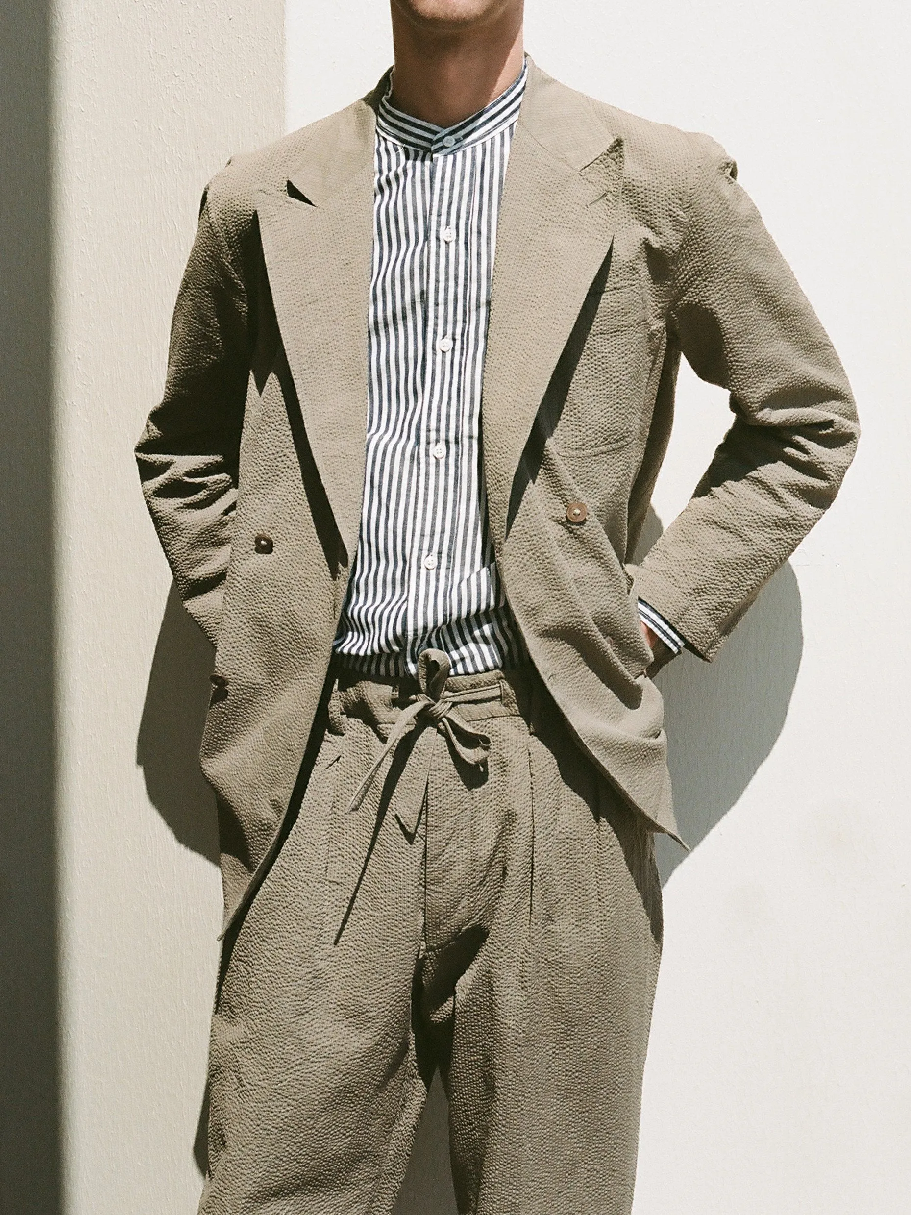 Fieldwrap Double-Breasted Jacket - Beige x Gray