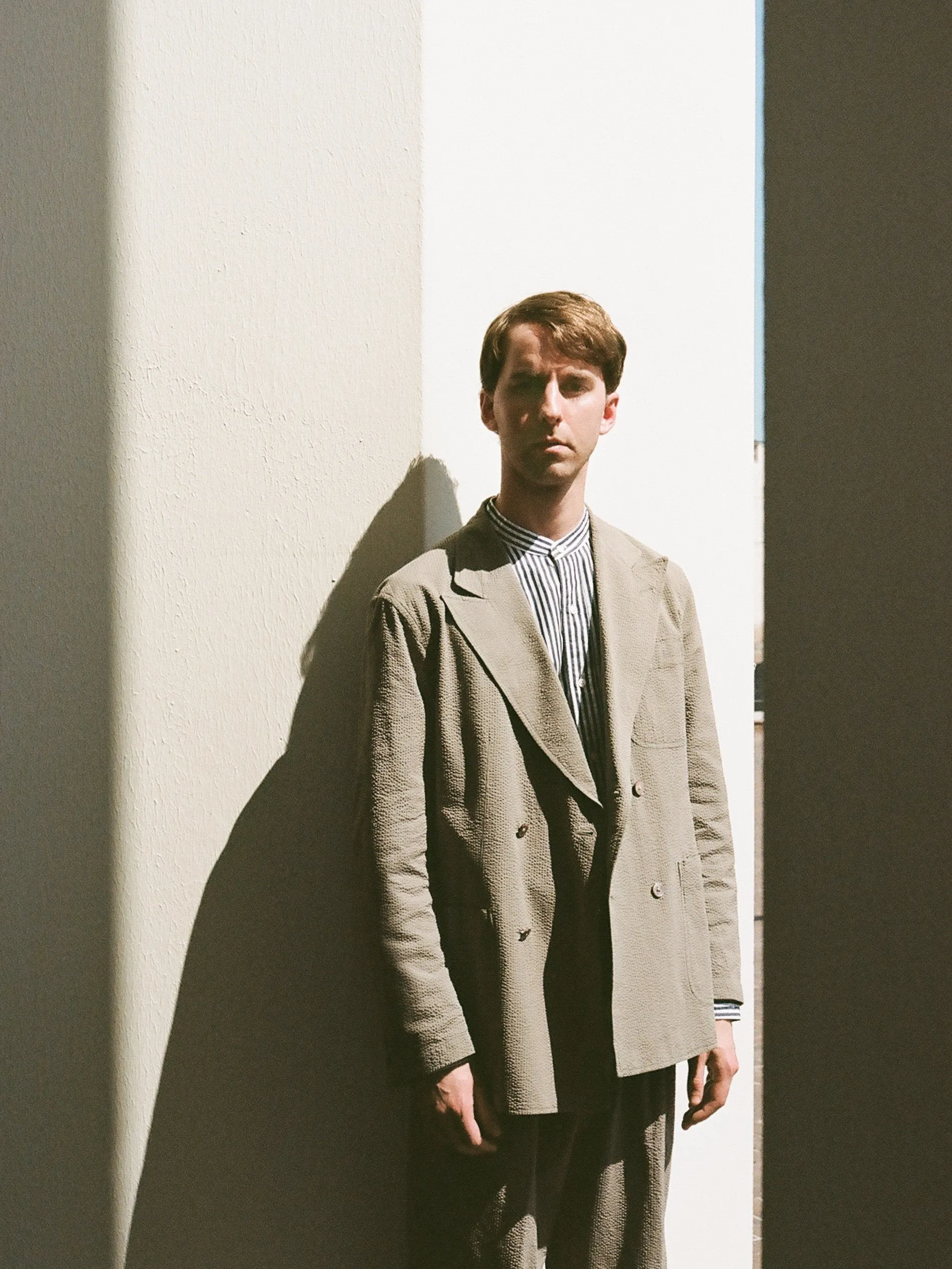 Fieldwrap Double-Breasted Jacket - Beige x Gray