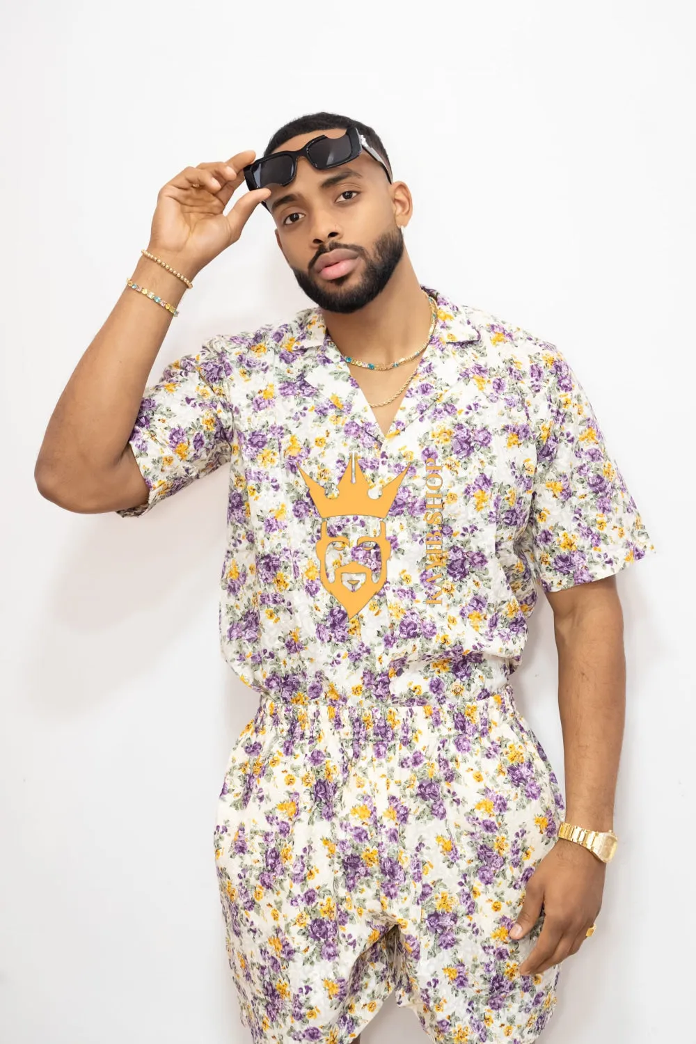 Flowers Spring/Summer Men's Lace Two-Piece Clothing