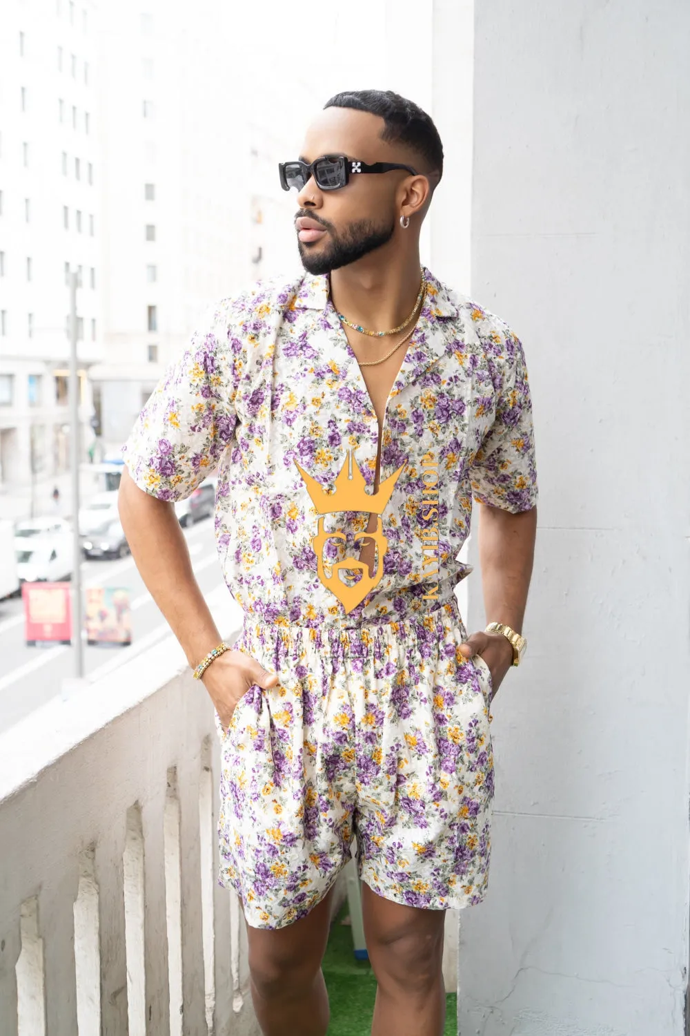 Flowers Spring/Summer Men's Lace Two-Piece Clothing