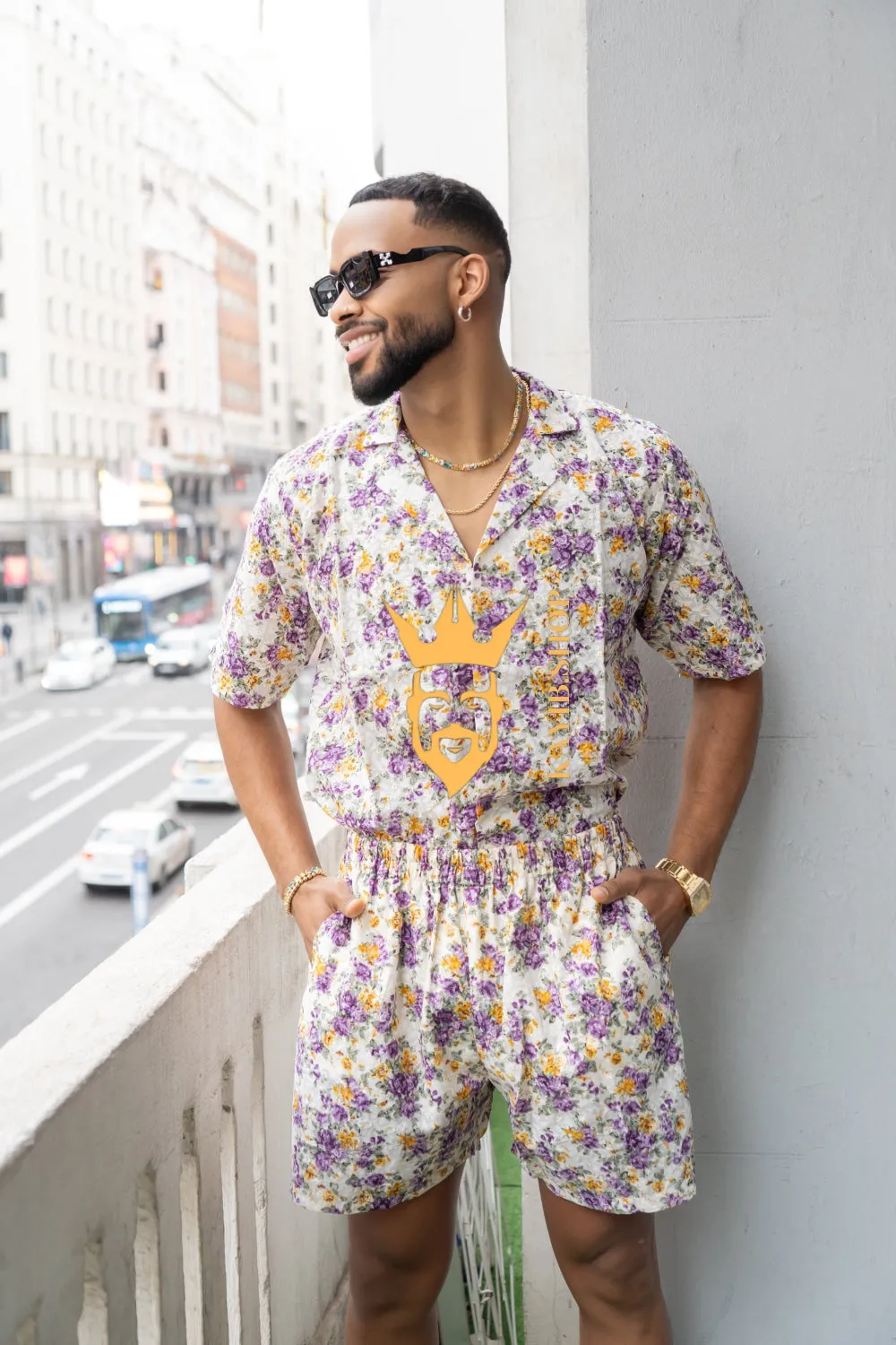 Flowers Spring/Summer Men's Lace Two-Piece Clothing
