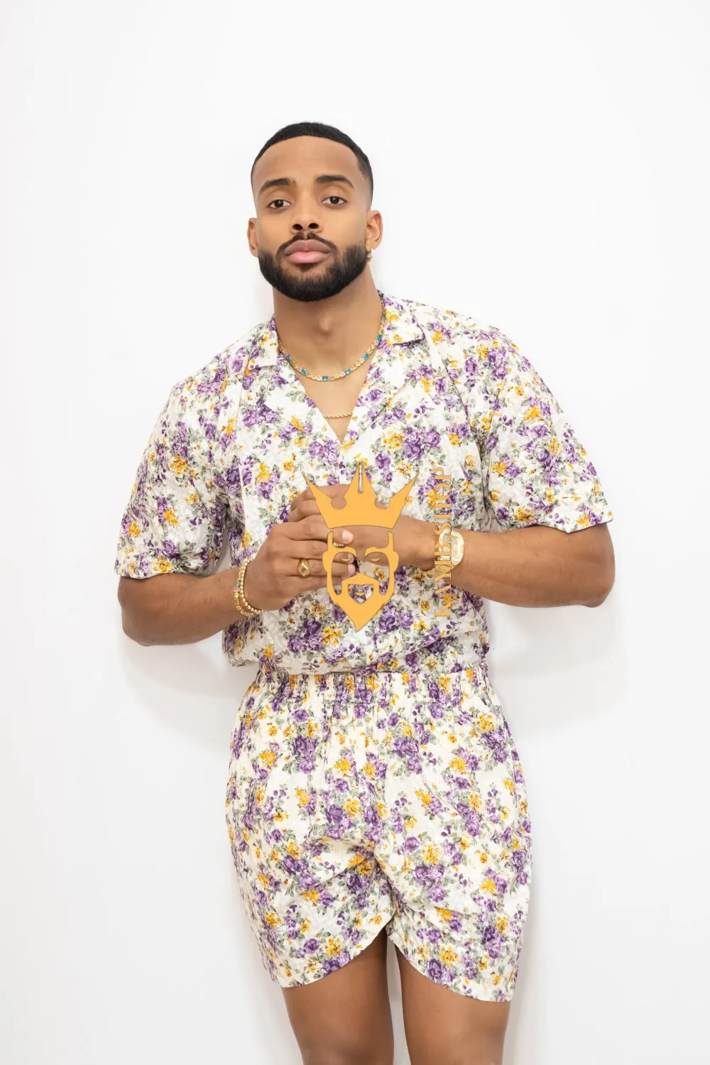 Flowers Spring/Summer Men's Lace Two-Piece Clothing